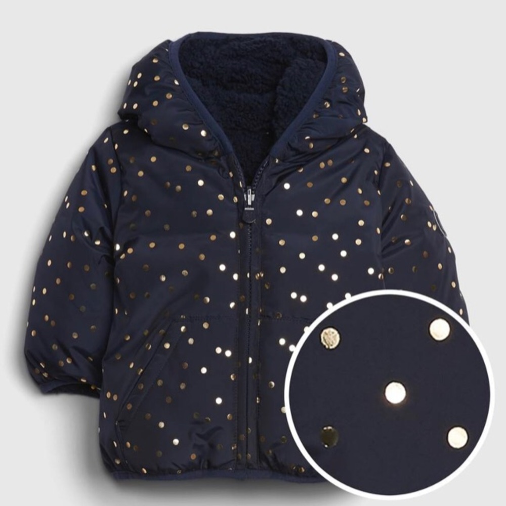 GAP- Baby ColdControl Max Reversible Puffer Jacket 0-6 M BNWT